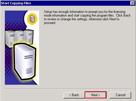 29. Leia as informações exibidas na janela Start Copying Files e clique em Next.