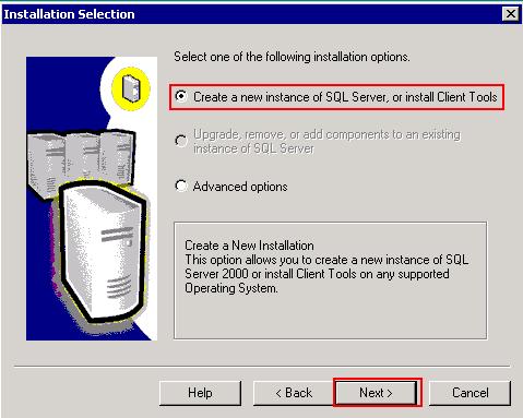 9. Clique em Create a new instance of SQL Server, or install Client Tools e clique em