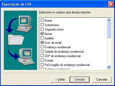 Na próxima janela figura 20 escolha os campos que serão exportados.