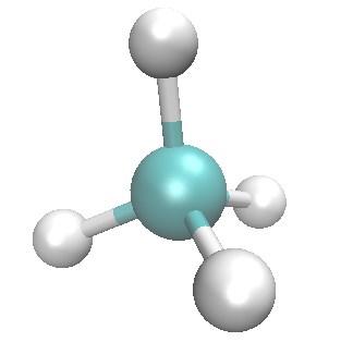 Ligação Covalente A representação anterior é uma simplificação da realidade química, na verdade a molécula de metano tem uma estrutura