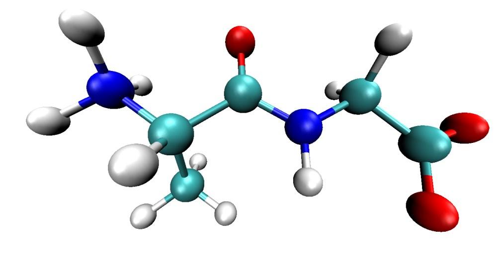 Ligação Covalente A molécula de Ala-Gly é um dipeptídeo, pois é formado por dois resíduos de aminoácidos, alanina (Ala) e glicina (Gly). A ligação peptídica está indicada na molécula.