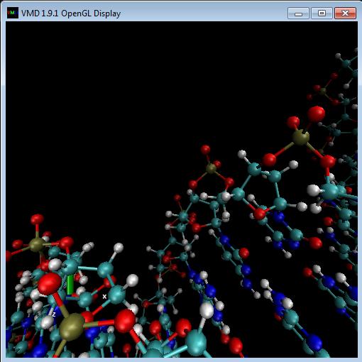 Programa Visual Molecular Dynamics (VMD) Mude a opção de Drawing method de Lines para CPK.