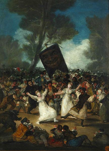 144 Francisco de Goya, El entierro de la sardina, c. 1808-1812, pintura a óleo. 82.5 cm X 62 cm. Real Academia de Bellas Artes de San Fernando (Madrid) 34.