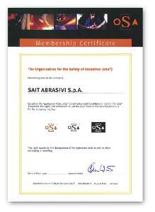 DISCOS ABRASIVOS ABRASIVOS DE LIGA CERTIFICACION ISO 9001 SAIT ha obtenido la Certificación ISO 9001 para el propio sistema de calidad, para la producción de abrasivos rígidos y flexibles; para el