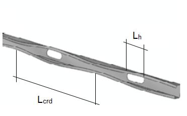25 Lh Comprimento do furo; Lcrd Comprimento da meia onda do modo distorcional. Figura 2.2 - Dimensões L crd e L h. (Adaptado de MOEN; SCHAFFER, 2009).