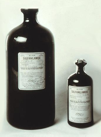 Elixir de Sulfanilamida (1937) Defeito de formulação Envenenamento Melhoria da regulação farmacêutica Federal Food, Drug, and Cosmetic Act, que obriga as