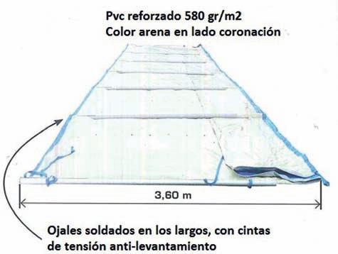 Ancoragem ao solo por pernos casquilho inox alu e fitas providas de cilindros inox que asseguram uma tensão perfeita. Pitón casquillo inoxidable de aluminio. Perno casquilho inoxidável de alumínio.