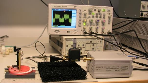 GHz Fig. 1), analizorul de spectru (Anritsu MS2668C 9 khz 40 GHz, cu mixere pentru extensie pana la 110 GHz Fig. 2).