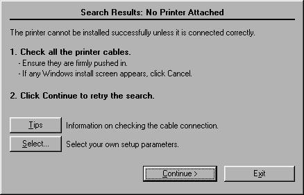 Os resultados da procura: Apareceu o ecrã Nenhuma impressora ligada. (Windows apenas) Nota: O ecrã pode ser ligeiramente diferente do aqui ilustrado, consoante o sistema operativo utilizado.