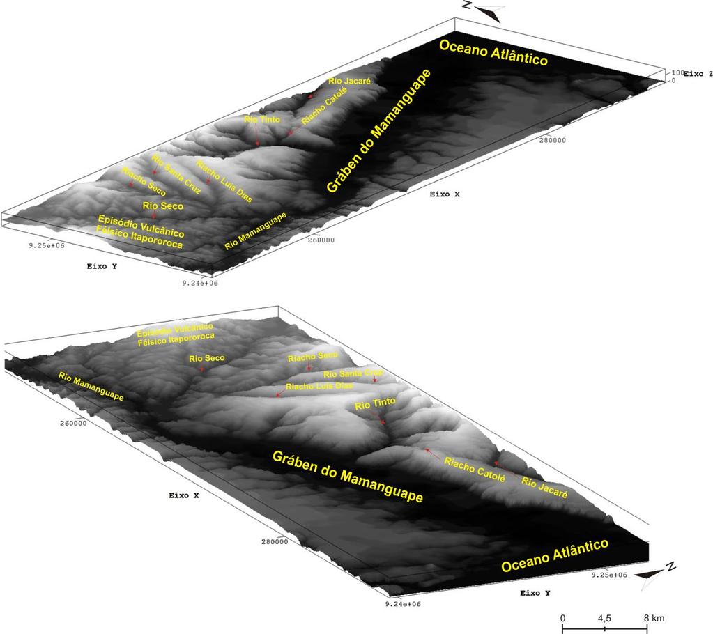 A elaboração do Modelo Digital do Terreno (MDT) permitiu a visualização detalhada das várias nuances presentes no relevo da área sobre uma representação gráfica, na qual foi possível averiguar mais