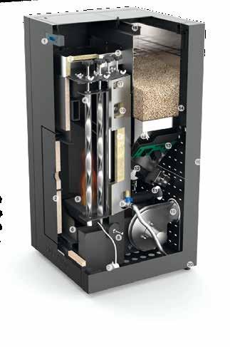 A.CROSS-SECTIONAL FRONT VIEW OF THE COMPACT BOILER AND ITS MAIN COMPONENTS B.