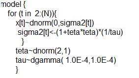 Assuma-se que o arâmero θ segue uma dsrbução a ror uforme de arâmeros e o arâmero τ segue uma dsrbução Ga (.E-4.E-4). Sabe-se ada que o modelo é da forma ( 3.
