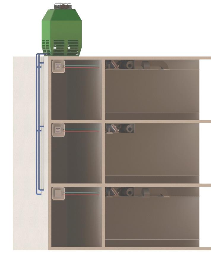 CONFIGURAÇÃO DE MONTAGEM (AI) - Unidade Condensadora Ar Interno, (AE) - Unidade Condensadora Ar Externo (W) - Unidade Condensadora a Água e Free Cooling Evaporador com Unidade Condensadora a Ar