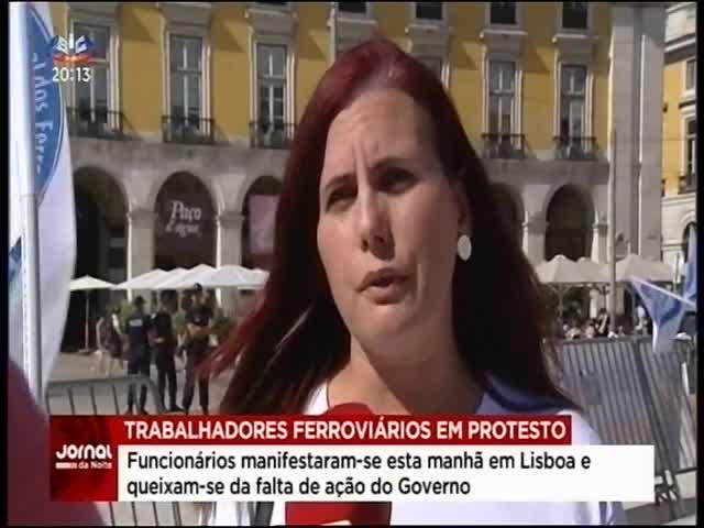 Trabalhadores ferroviários em protesto