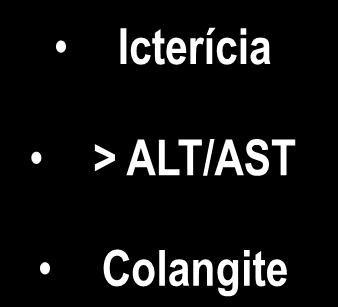 cálculos Icterícia > ALT/AST Colangite