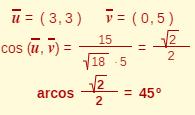 vectores ortogonais, que forman un ángulo de 90º. Dous vectores son ortogonais se o seu produto escalar é 0.
