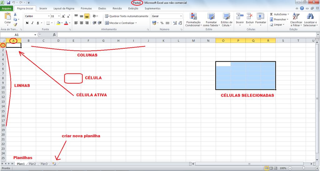 2 Apresentação do Excel Pasta de trabalho: é um arquivo de excel.