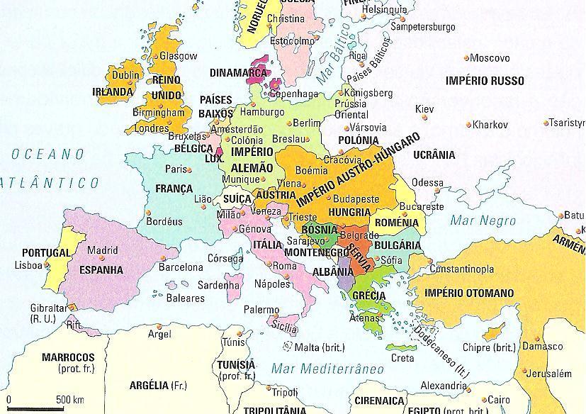 2 Europa em 1914 (Fonte: internet) Foi naquele clima de tensão crescente que a Europa se viu dividida pela formação de dois sistemas de alianças político-militares: a Tríplice Aliança, bloco formado