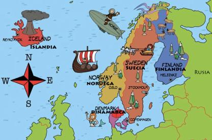 Enquadramento Geografico A Península Escandinava é uma península formada pela Noruega, pela Suécia e pela parte norte da Finlândia e ainda toda a Islândia.