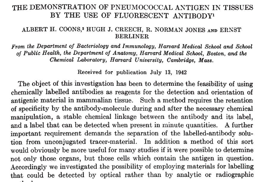 anatomopatológico 9. Figura 4 Artigo pioneiro em imunohistoquímica publicado em 1942 Fonte: http://www.jimmunol.org/content/45/3/159.full.