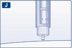 J Mantenha o botão injetor completamente pressionado e deixe a agulha permanecer sob a pele durante, pelo menos, 6 segundos.