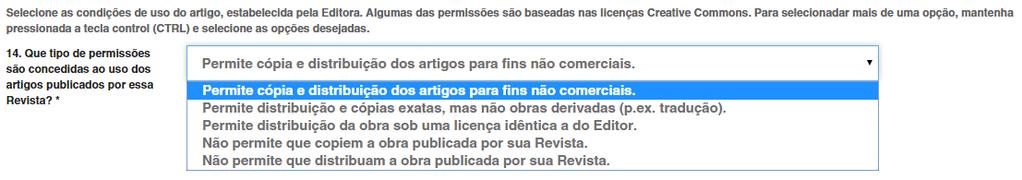 desejada, de forma que esta fique marcada em azul, como indicado na figura 25. Questão 14 32. Questão 14: Selecione as condições de uso do artigo, estabelecidas pela Editora.