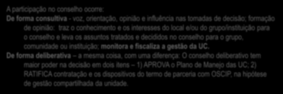 entender a UC; - Dialogar com o território da UC e respectivos agentes sociais; - Identificar os problemas da UC e trabalhar para superá-los.