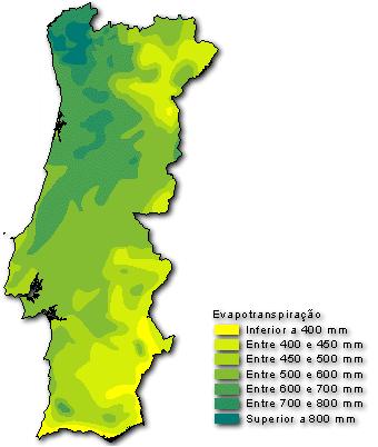 2500-800 = 1700 mm Alentejo interior: P = 500 mm; ETR = 400 mm; H = 500-400 =