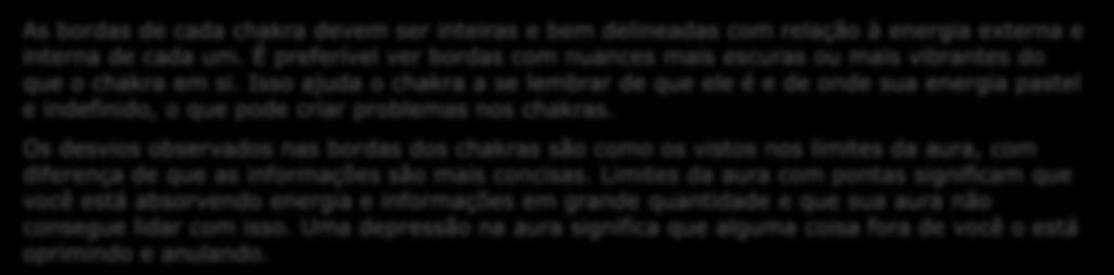 É preferível ver bordas com nuances mais escuras ou mais vibrantes do que o chakra em si.