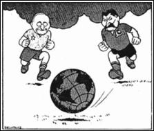 Lista de exercícios - Globalização 1. (UFP) Observe a charge: A charge mostra Harry Trumann e Josef Stalin jogando futebol com uma bola que representa o Planeta Terra.