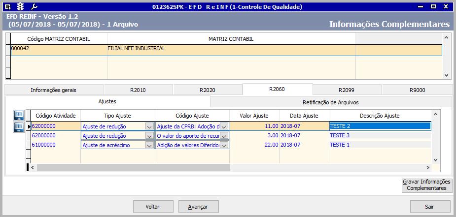 Anteriormente para que fosse gerado o registro R2060 de adição ou exclusão, era necessário fazer um lançamento de imposto na apuração.