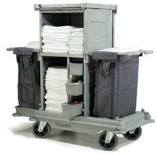 NUKEEPER RANGE - Trolleys Hotelaria MODELO NKS 12 FF Matrial Chassis Structofoam Sacos roupa suja 2 Capacidade roupa suja (lt) 2 x 100 Proteção colisão Sim Dimensões rodas (mm) 4 x 200mm Altura (mm)