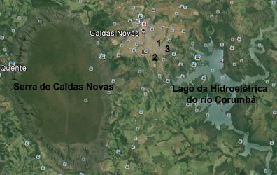 4. RESULTADOS E DISCUSSÃO As voçorocas cadastradas estão concentradas no sudeste da cidade de Caldas Novas, nos Bairros Serrinha/Estância Itajá, Estância Itaici II e Bairro Jequitimar/Serrinha, nas