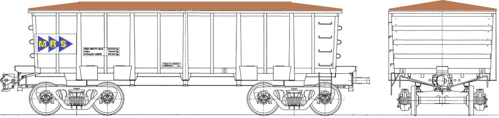 Modelagem do Vagão e condições operacionais Vagão GDT 120 t carregado nas condições de projeto. Truque Ride Master (atualmente em maior quantidade na frota MRS).