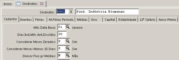 Parametrizações Importantes Tabelas/Sindicatos/Cadastro Considerar