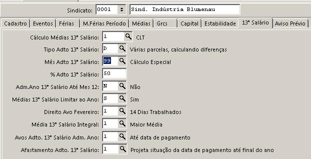 Folha específica de Adto de 13º Salário