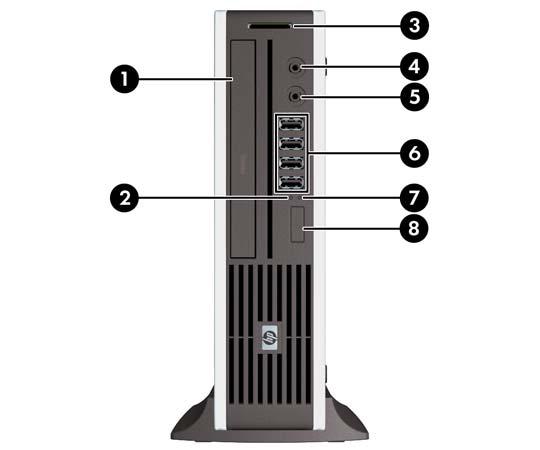 Componentes do painel frontal A configuração da unidade de disco pode variar dependendo do modelo.