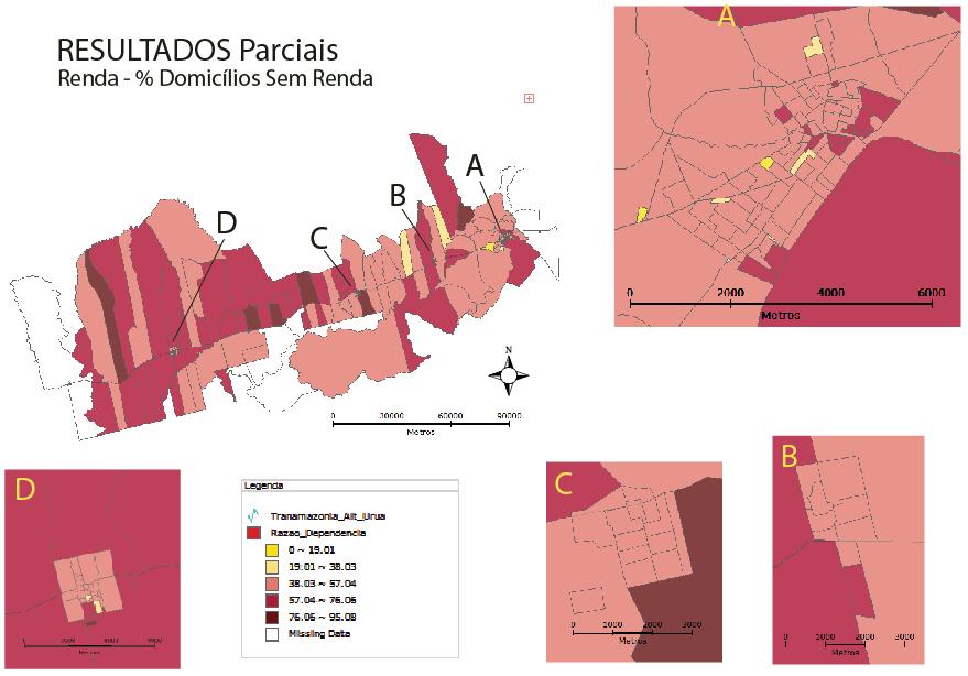 Figura 7: Porcentagens de domicílios sem renda.