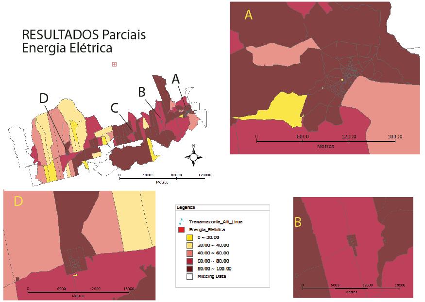 Figura 5: Porcentagem de domicílios servidos de rede de distribuição elétrica.