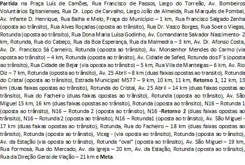 Itinerário Medição efectuada por António Freire