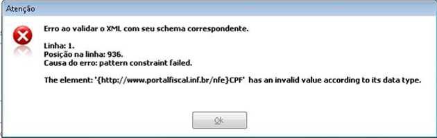 Problema no CNPJ ou CPF cadastrado no cliente, abrir o cadastro do cliente e corrigir e em seguida reenviar a NF.