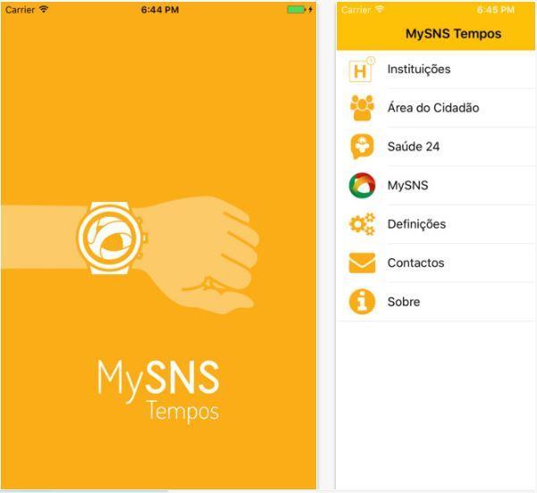 SNS Aplicações móveis MySNS Tempos - https://www.sns.gov.