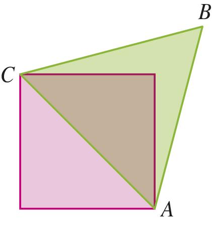4. Na figura estão representados um quadrado e um triângulo equilátero. Sabe-se que, fixada uma unidade, a medida da área do quadrado é 30. Seja P o perímetro do triângulo.