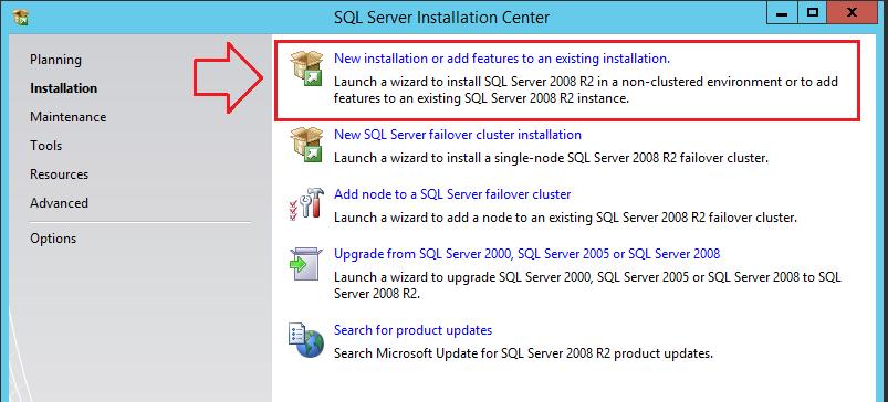 5, torne a executar o programa instalador do SQL Server 2008 R2.