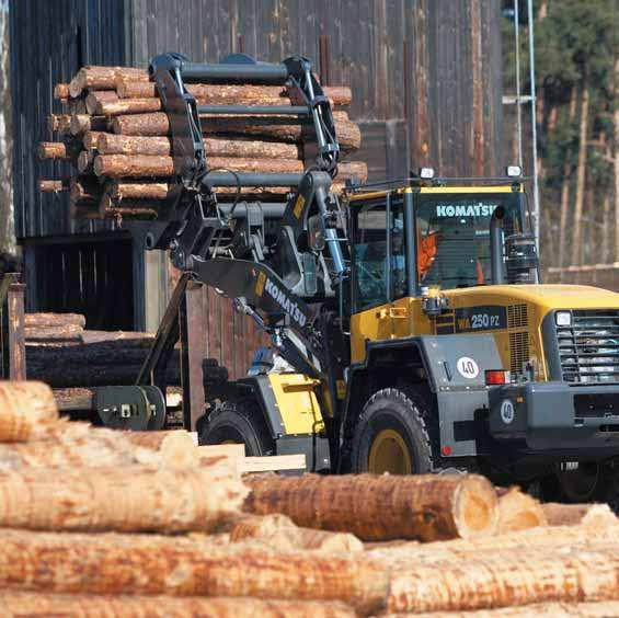 Soluções adequadas Departamento de equipamento de trabalho As pás carregadoras de rodas Komatsu combinadas com uma vasta gama de acessórios originais Komatsu fornecem a solução perfeita para qualquer