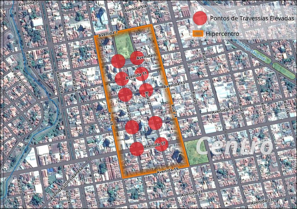 Tratamento das travessias com elevação dos cruzamentos (platô) e