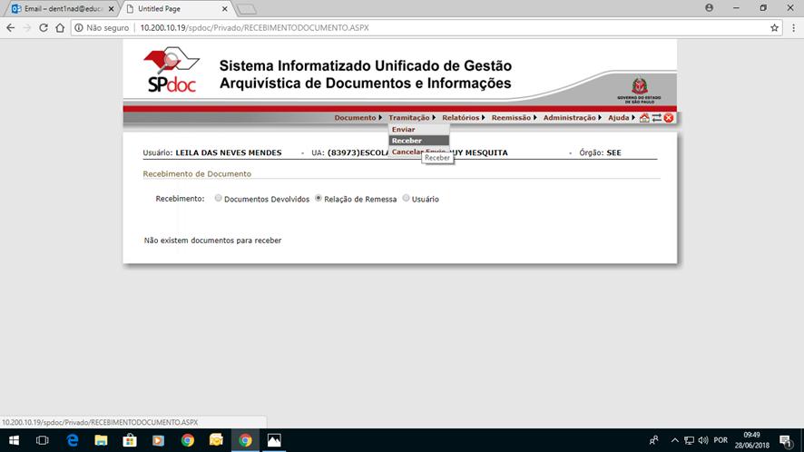 CNAD - NÚCLEO DE ADMINISTRAÇÃO INFORMAÇÕES DO SISTEMA SPDOC Informamos que o sistema SPDOC, já está ativo desde 25/06/18, para tanto enviamos a vocês: Link do ambiente de Produção (Informo que os