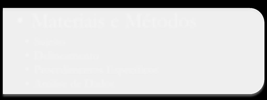 Métodos Sujeito Delineamento Procedimentos