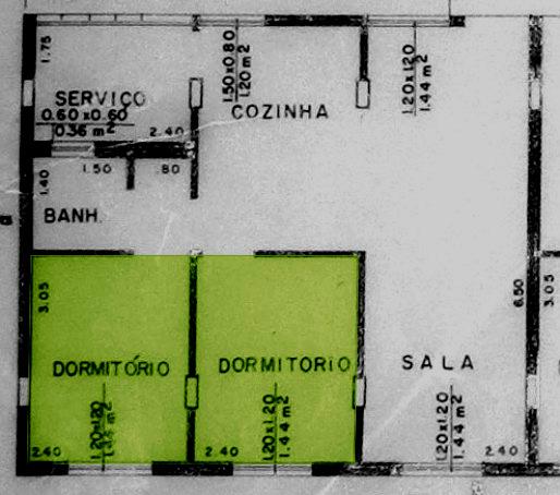 possibilidades quanto ao tamanho dos dormitórios: a primeira é quando os dois dormitórios têm exatamente a mesma área [25. SP_1981_70.