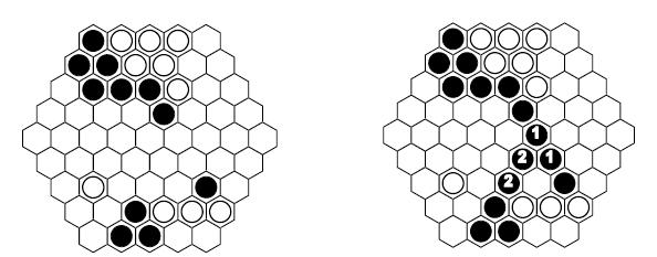 Produto Autor: Nick Bentley, João Neto, Bill Taylor, c.2008 Um tabuleiro hexagonal com cinco casas de lado. 45 peças brancas e 45 peças negras.